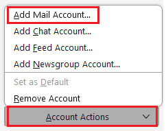 Add Mail Account option in thunderbird